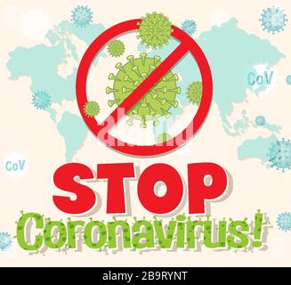Affiche de coronavirus avec illustration de virus Word STOP Illustration de Vecteur