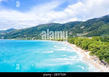 Seychelles plage mer océan paysage Mahé Mahé Mahé copyspace paradis des vacances drone vue photographie aérienne Banque D'Images