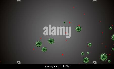 Toile de fond des cellules du coronavirus. Coronavirus Covid-19 virus infecté 2019-ncov pneumonie dans le sang. Virus médical modèle réaliste. Coronavirus Banque D'Images