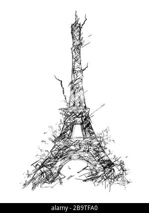 Représentation de la tour eiffel à Paris - illustration vectorielle (idéale pour l'impression sur tissu ou papier, affiche ou papier peint, décoration de maison) Illustration de Vecteur