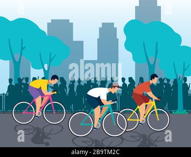 groupe de cyclistes en championnat Illustration de Vecteur