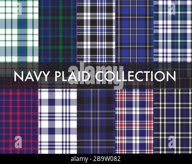 Bleu marine Plaid, damier, tartan modèle sans couture adapté aux textiles de mode et aux graphiques Illustration de Vecteur