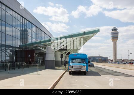 Atlanta, Géorgie – 2 avril 2019 : terminal international de l'aéroport d'Atlanta (ATL) en Géorgie. Banque D'Images