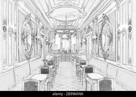 Intérieur du Caffè Florian, Procuratie Nuove de la Piazza San Marco, Venise, Italie Banque D'Images