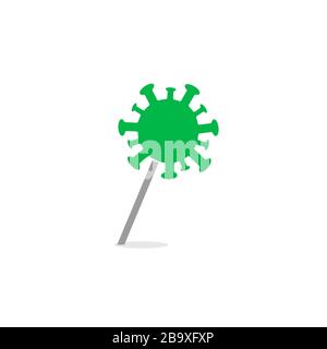 L'icône de localisation du virus, épingler à la zone infectée, apparaît sur la carte. Pointeur de lieu d'infection, modèle à point plat. Marqueur pour l'infographie médicale, la recherche et Illustration de Vecteur