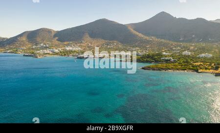 Vue aérienne sur l'île de Spinalonga, Crète, Grèce Banque D'Images