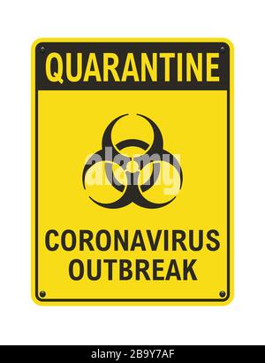 Illustration vectorielle du signe jaune de l'éclosion de coronavirus en quarantaine Illustration de Vecteur