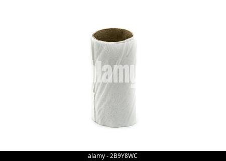 Rouleau de papier toilette vide isolé sur fond blanc Banque D'Images