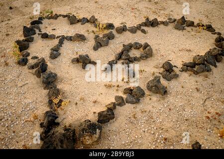 vue sur un coeur fait par des pierres dans les îles canaries Banque D'Images