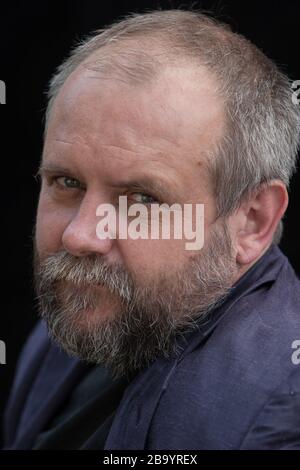 Patrick McCabe, auteur irlandais, au Edinburgh International Book Festival, Édimbourg, Écosse, août 2003. Banque D'Images