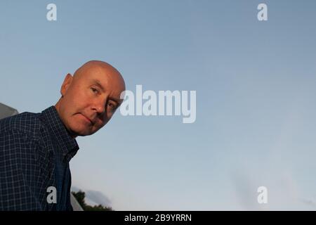 Irvine Welsh, auteur de 'Trainspotting', au Edinburgh International Book Festival, Édimbourg, Écosse, août 2003. Banque D'Images