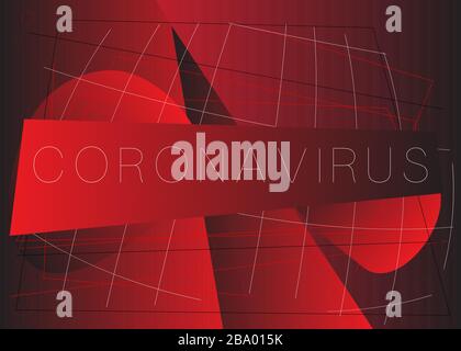 Modèle de bannière coronavirus. Signe vectoriel abstrait illustré avec des lettres fines. Illustration de Vecteur