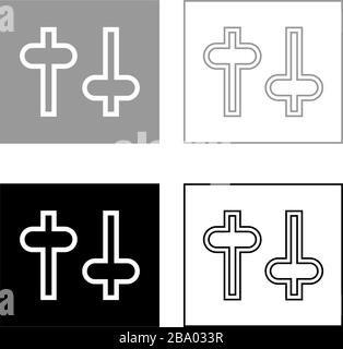 Bouton Paramètres boutons de réglage commutateurs régulateurs icône de contour définir noir gris illustration vectorielle style plat image simple Illustration de Vecteur
