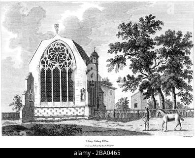 Une gravure de l'abbaye de Tiltey 1784 (Abbaye de Tilty) Essex est numérisée en haute résolution à partir d'un livre publié vers 1786. Considéré comme libre de droits d'auteur. Banque D'Images