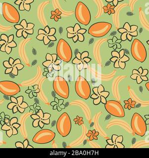 mangos et bananes modèle vectoriel sans couture Illustration de Vecteur