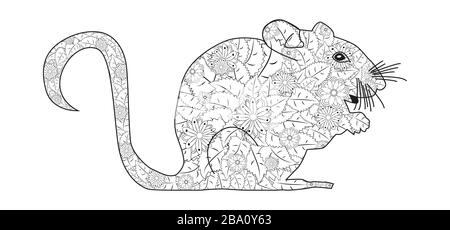 Hand drawn zentangle souris pour colorier livres pour les adultes et les autres décorations Illustration de Vecteur