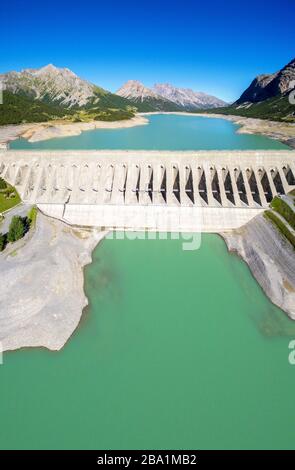 Barrages de Cancano et de San Giacomo - Valdidentro - Valtellina (IT) - vue aérienne Banque D'Images