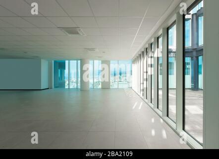 Intérieur, mur de verre dans le bâtiment de bureau Banque D'Images