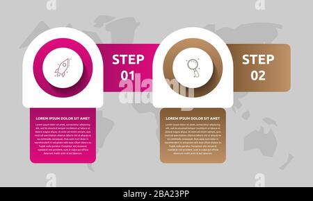 Modèle vectoriel infographie. cercle Concept d'affaires avec 2 options et étiquettes. Deux étapes pour les diagrammes, organigramme, calendrier Illustration de Vecteur