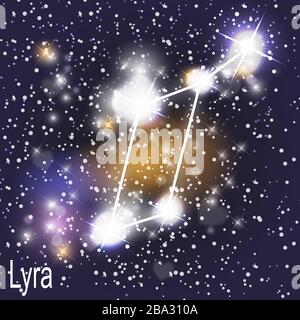 Lyra Constellation avec de belles étoiles brillantes sur l'arrière-plan de Cosmic Sky Vector Illustration EPS10 Illustration de Vecteur