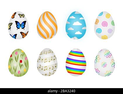 Ensemble d'œufs de Pâques décorés Illustration de Vecteur