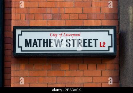 Connectez-vous à Liverpool sur Mathew Street Banque D'Images