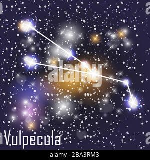 Constellation de Vulpecula avec de belles étoiles brillantes sur l'arrière-plan de l'illustration vectorielle du ciel cosmique. EPS10 Illustration de Vecteur