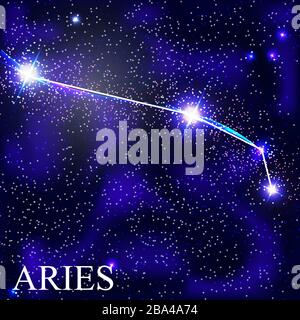 Aries Zodiac signe avec de belles étoiles brillantes sur l'arrière-plan de Cosmic Sky Vector Illustration EPS10 Illustration de Vecteur