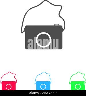 Icône appareil photo à plat. Pictogramme de couleur sur fond blanc. Symbole d'illustration vectorielle et icônes bonus Illustration de Vecteur