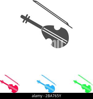 Icône violon plate. Pictogramme de couleur sur fond blanc. Symbole d'illustration vectorielle et icônes bonus Illustration de Vecteur