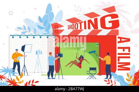 Les professionnels de la fabrication de films travaillent Vector concept Illustration de Vecteur