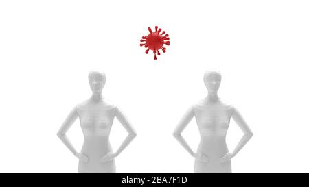 Rendu tridimensionnel d'une poupée mannequin infectée par un transfert de virus Banque D'Images