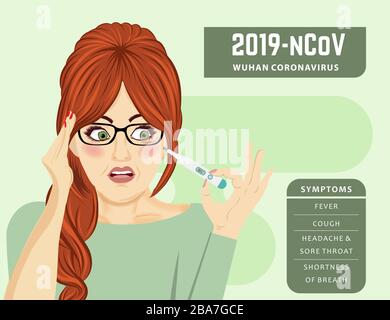 femme avec fièvre. Maladie du coronavirus, Covid-19. Vecteur Illustration de Vecteur