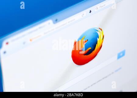 Ryazan, Russie - 28 mars 2018 - logo du navigateur Mozilla Firefox sur un écran de PC. Banque D'Images