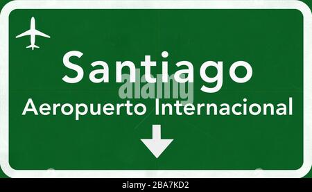 Santiago Chili International Airport Highway Sign 2D Illustration Banque D'Images