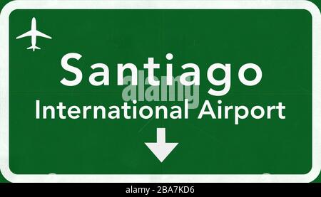 Santiago Chili International Airport Highway Sign 2D Illustration Banque D'Images