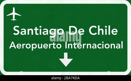 Santiago Chili International Airport Highway Sign 2D Illustration Banque D'Images