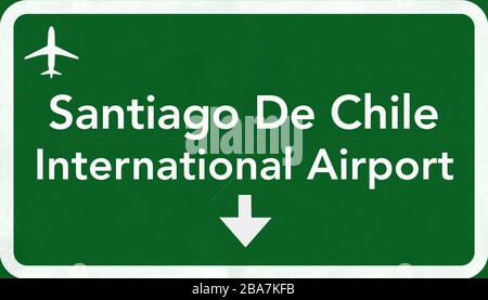 Santiago Chili International Airport Highway Sign 2D Illustration Banque D'Images