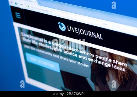 Ryazan, Russie - 28 mars 2018 - Page d'accueil de LiveJournal blogging plate-forme sur l'affichage de PC Banque D'Images