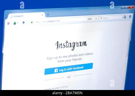 Ryazan, Russie - 28 mars 2018 - Page d'accueil d'Instagram sur l'affichage de PC, adresse web - instagram.com Banque D'Images