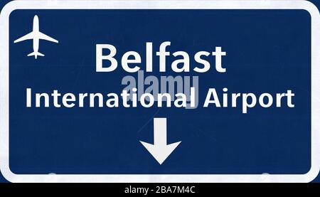 Belfast Northen Irlande United Kingdom Airport Highway Sign 2D Illustration Banque D'Images