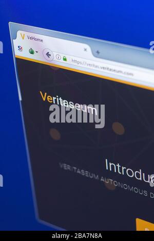 Ryazan, Russie - 29 mars 2018 - Page d'accueil de Veritaseum crypto-monnaie, adresse web - veritas.veritaseum.com Banque D'Images