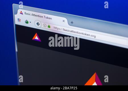 Ryazan, Russie - 29 mars 2018 - Page d'accueil de Basic attention Token sur le PC, web - basicattentiontoken.org. Banque D'Images