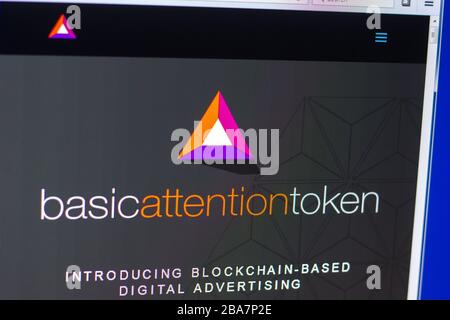 Ryazan, Russie - 29 mars 2018 - Page d'accueil de Basic attention Token sur le PC, web - basicattentiontoken.org. Banque D'Images