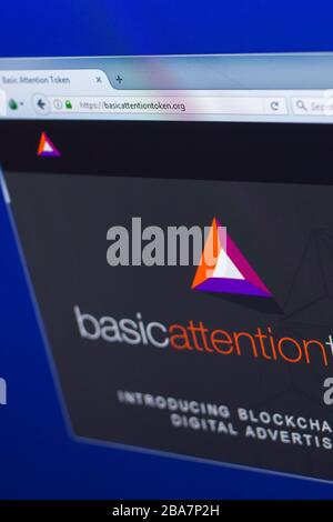 Ryazan, Russie - 29 mars 2018 - Page d'accueil de Basic attention Token sur le PC, web - basicattentiontoken.org. Banque D'Images