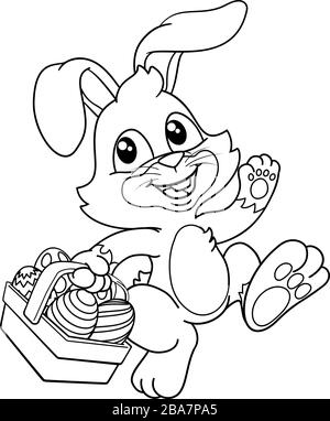 Lapin de Pâques Oeufs Lapin Panier Cartoon Illustration de Vecteur