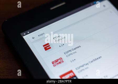 Ryazan, Russie - 21 mars 2018 - ESPN icon dans la liste des applications mobiles Banque D'Images