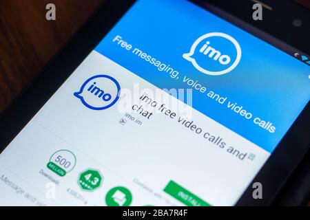 Ryazan, Russie - 21 mars 2018 - application mobile IMO sur l'écran d'un Tablet PC Banque D'Images