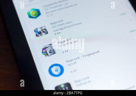 Ryazan, Russie - 21 mars 2018 - Applock icon dans la liste des applications mobiles Banque D'Images