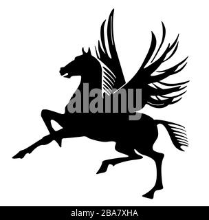 Silhouette de Pegasus cheval à ailes mythologiques - illustration vectorielle Illustration de Vecteur